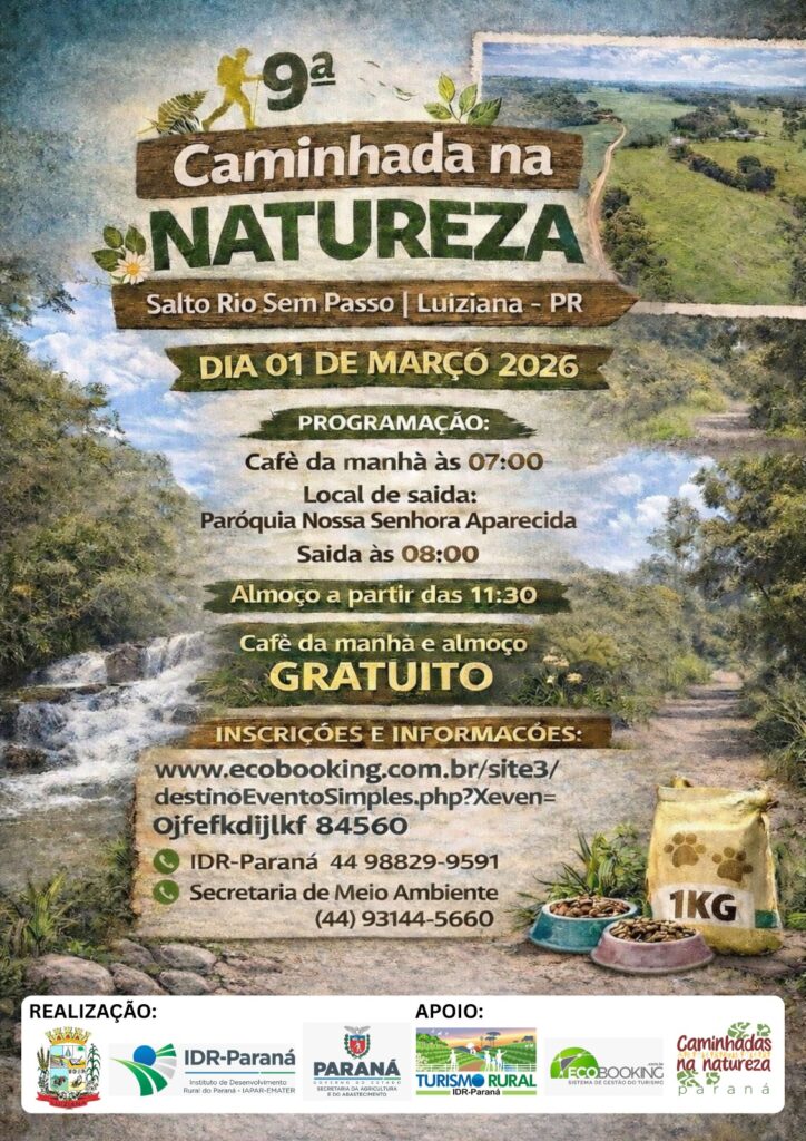 Luiziana realiza a 9ª Caminhada na Natureza no dia 1º de março